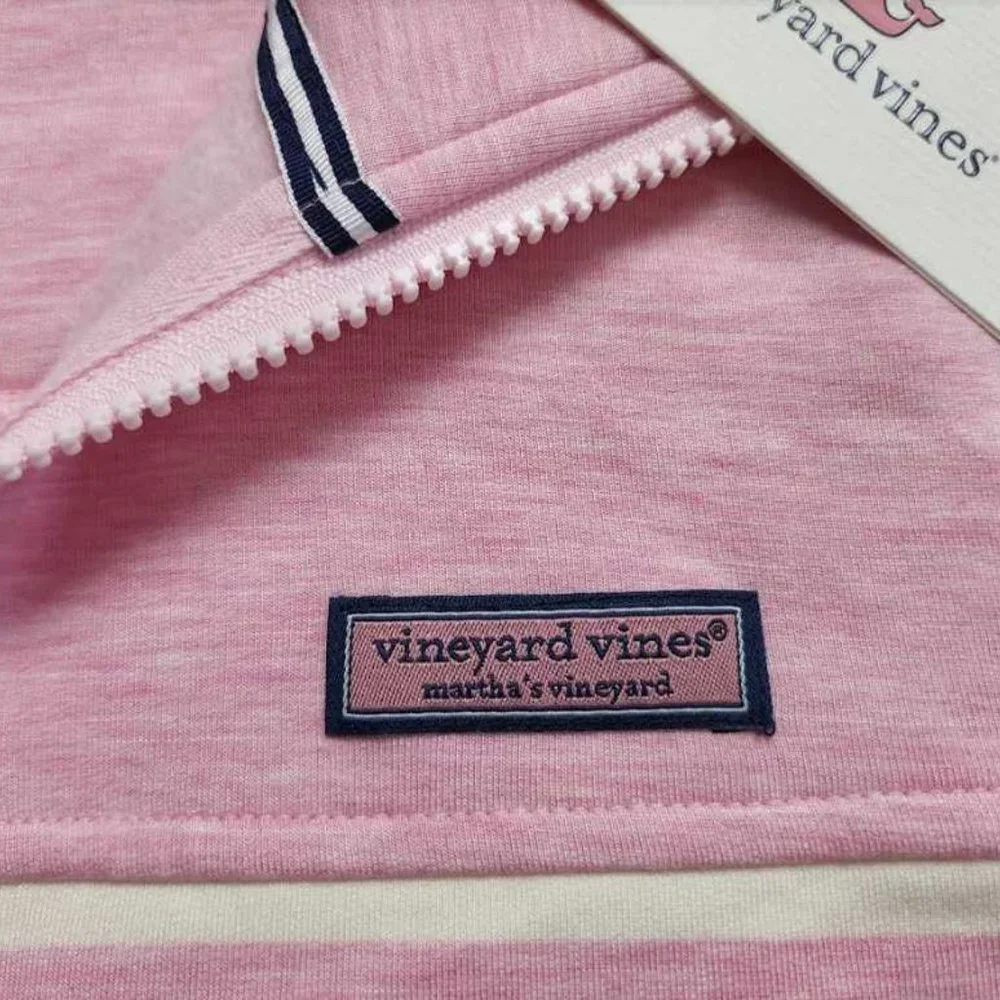 NEW PINK VINEYARD VINES DREAMCLOTH PLACED STRIPE RELAXED SHEP SHIRT SWEATER - Picture 5 of 12